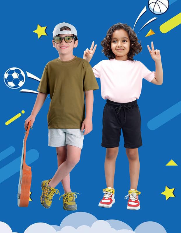 Image of Nusyl Solid & Printed Cotton Blend Shorts for Boys | Comfortable Casual Shorts | Soft Breathable Fabric with Elastic Waistband | Relaxed Fit | 2-16 Years | Multiple Colors