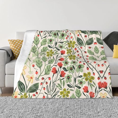 Couverture en flanelle imprimée de fleurs pour lit et canapé