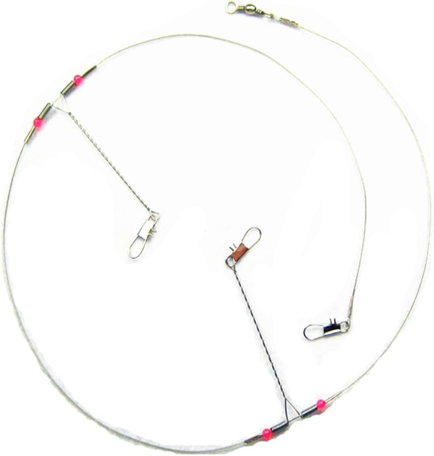 10 Pcs Fishing Wire Leader Trace with Snap & Beads & 2 Arms