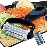Neez 3 en 1 Pelador Verduras - Multifuncion Pelador Patatas, Fruta, Zanahorias, Esparragos, Manzanas, Tomates - Buenos Agarres Acero Inoxidable Juliana Peladora (Negro)