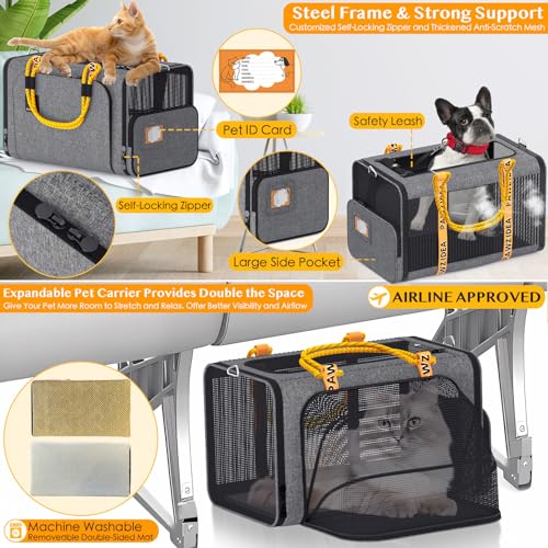 image for PAWZIDEA Double Pet Stroller with 2 Detachable Carriers, Airline Appro