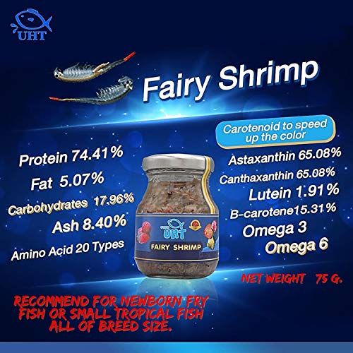 A.d.p. Uth Fish Food Fresh Fairy Shrimp 75 G. Best Tropical Fish Food Grow Faster & Color Enhancer Slow Sinking Like Pellets High Protein 74.41% For All Baby Fry Newborn Fish Feed & Small Fish Care #TOP1