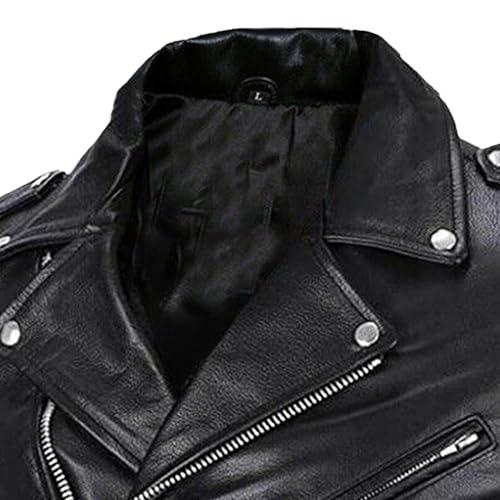 Men's Collar Casual Leather Jacket Lightweight Moto Jackets Men Zip Up Pocket Bomber PU Coat2