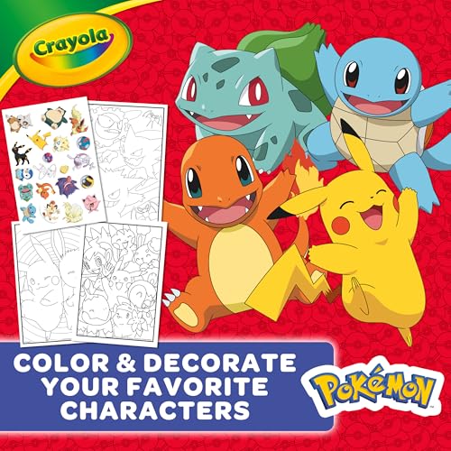 CRAYOLA Pokémon 96 Page Colouring Book | 96 Pages of Pokémon Colouring Fun with Pikachu & Friends! | Includes Bumper Sticker Sheet for Ages 3+