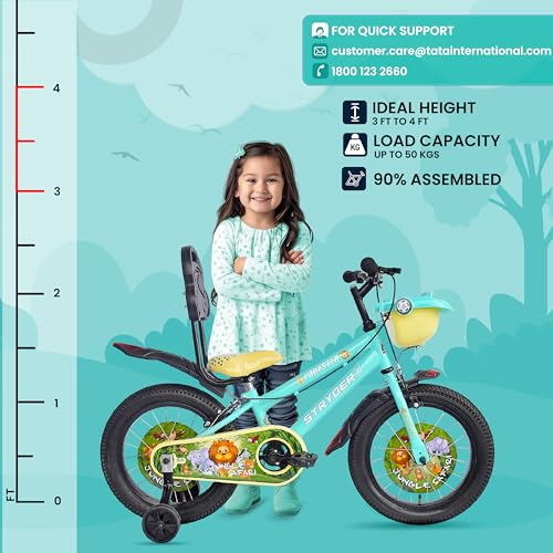 Image of Stryder Forester 16-Inch BMX Cycle for Kids | Sturdy Steel Frame | C-Brakes | Rigid Suspension | Nylon Tyres | Suitable for Ages 3-7 Years | Boys & Girls Kids Bicycle | Turquoise