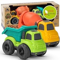 Cicili Truck Toys for 1-3 Year Old Boys, Toddler Toys 2-Pack Dumper & Mixer Construction Vehicles Sand & Beach, Carrier Set for Kids Birthday Gifts, Green