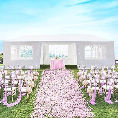 Outdoor Canopy Tent Patio Camping Party Tent Wedding Canopy Tents for Parties Gazebo Shelter BBQ Events Booths with Removable Sidewalls (10'x30' 7 Sidewalls)