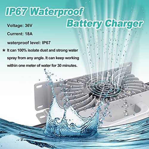 Flngr Waterproof 36 Volt Golf Cart Charger For Ezgo Txt,With Trickle Charge,18Amp & 6-8 Hours Full Charged,Smart 36 Volt Charger For Ez-Go #TOP1