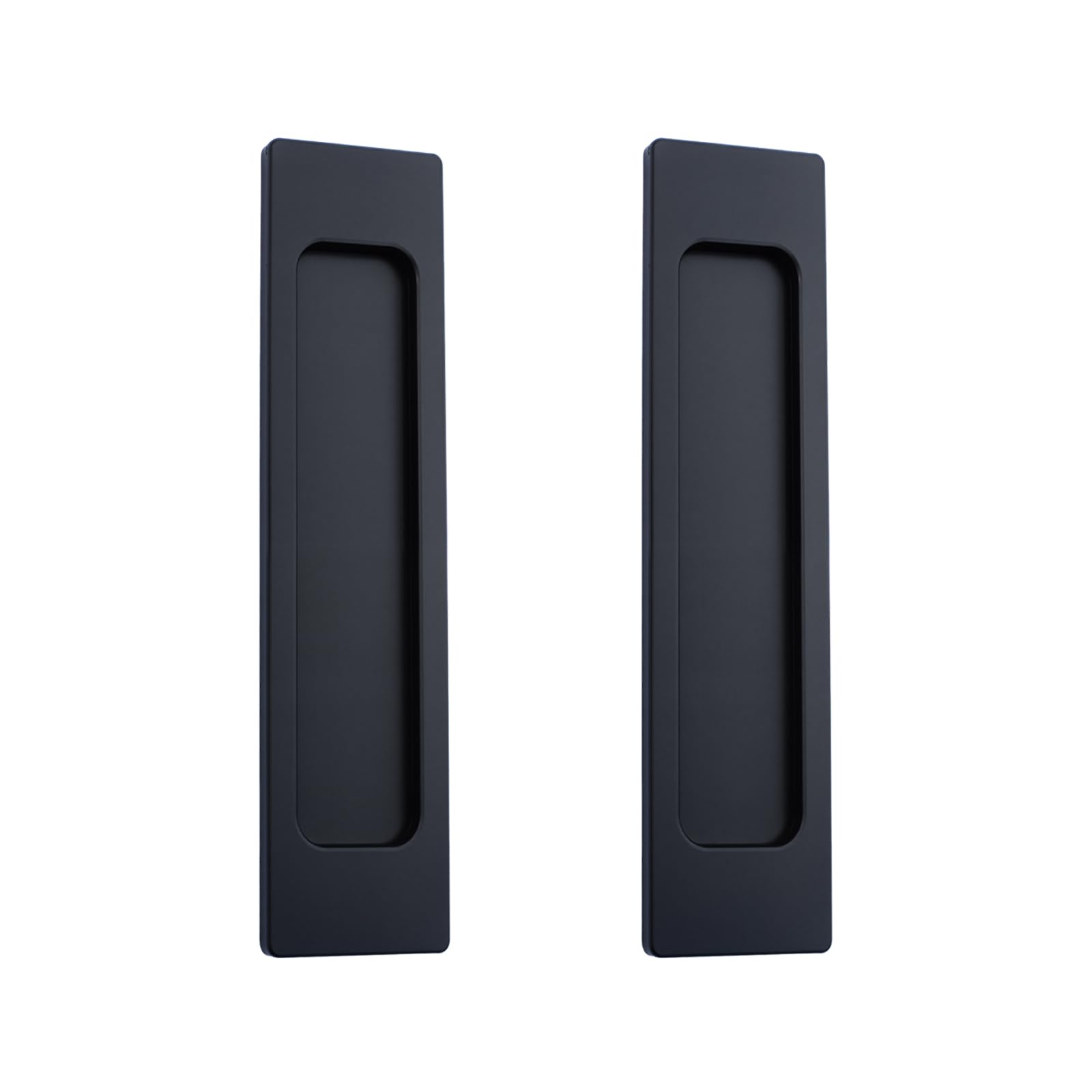 MOROBOR Self-Stick Rectangular Sliding Door Pulls, 2pcs 150mm Aluminum Alloy Flush Finger Pulls Recessed Pull Punch-Free Handle for Sliding Barn Closet Door/Black — image 1