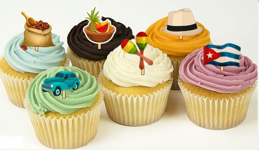 Miniatura 2 de 12 Cuba Havana Nights Party Cupcake Toppers Picks