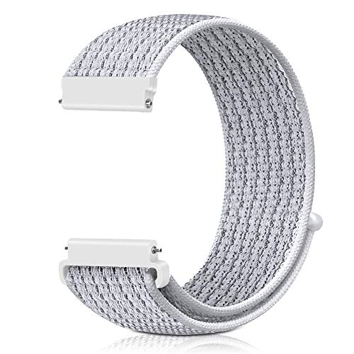 [Runostrich] 腕時計バンド 20mm 22mm 時計バンド ループナイロンバンド NATOストラップに似通る 工具が要らなく、気軽に差し替える (20mm, 反射白)