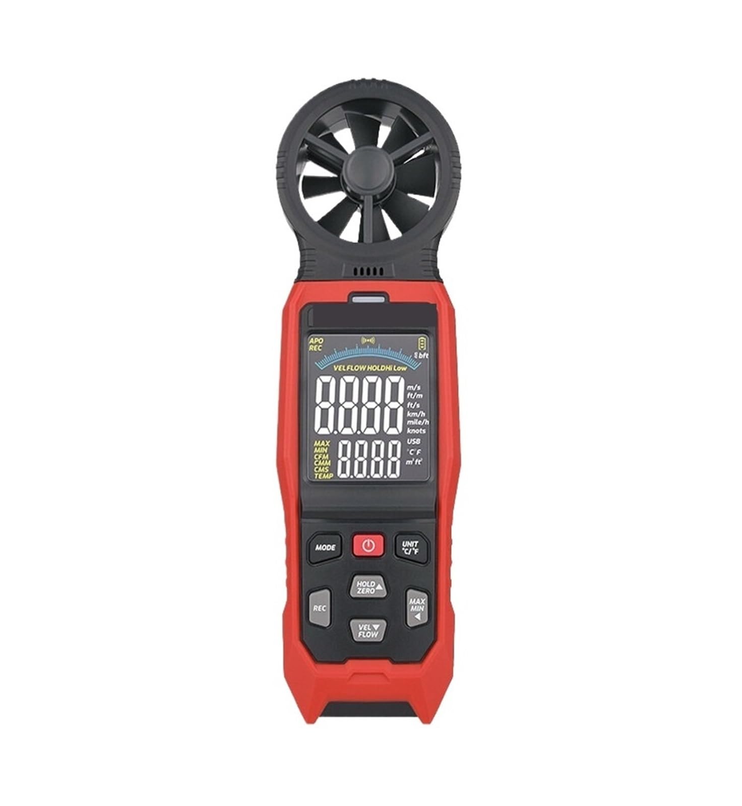 Anemómetro digital, Anemómetro digital de mano, medidor flujo aire velocidad del viento para uso en laboratorio industrial HVAC(TA642B)