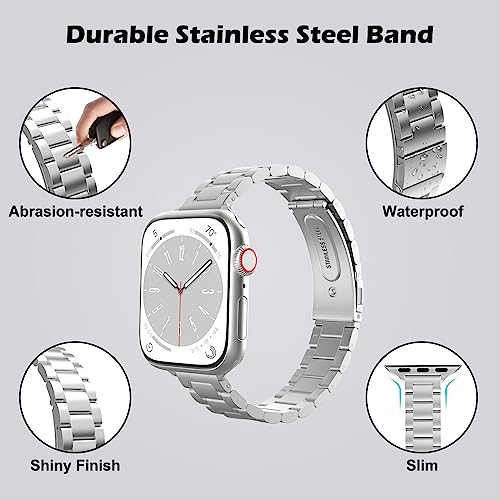 MoKo Slim Metal Band Compatible with Apple Watch Series 11/10 42mm, 9/8/7 41mm, SE3/SE2/SE/6/5/4 40mm, 3/2/1 38mm - Image 3