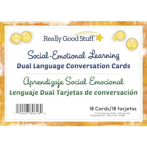 Really Good Stuff Dual Language SEL Conversation Cards For Home (Lenguaje Dual - Tarjetas de Conversación para el Hogar) - 18 Cards