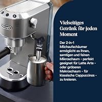 De'Longhi Dedica Style - Perfetto Kompakte Siebträgermaschine Espressomaschine mit Tasten, manuellem Milchaufschäumer für Espresso und Cappuccino, ESE Pad geeignet, 15cm breit, Titan (EC685.TB) – Ansicht 6