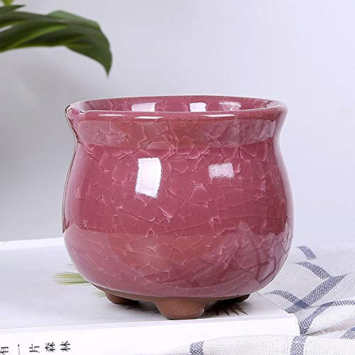 Maceta suculenta de cerámica agrietada verde oscuro para decoración elegante de escritorio