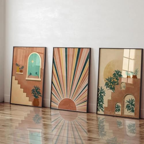 Impression sur toile Boho Desert affiche orange et jaune pour décoration de chambre moderne 60x80cm