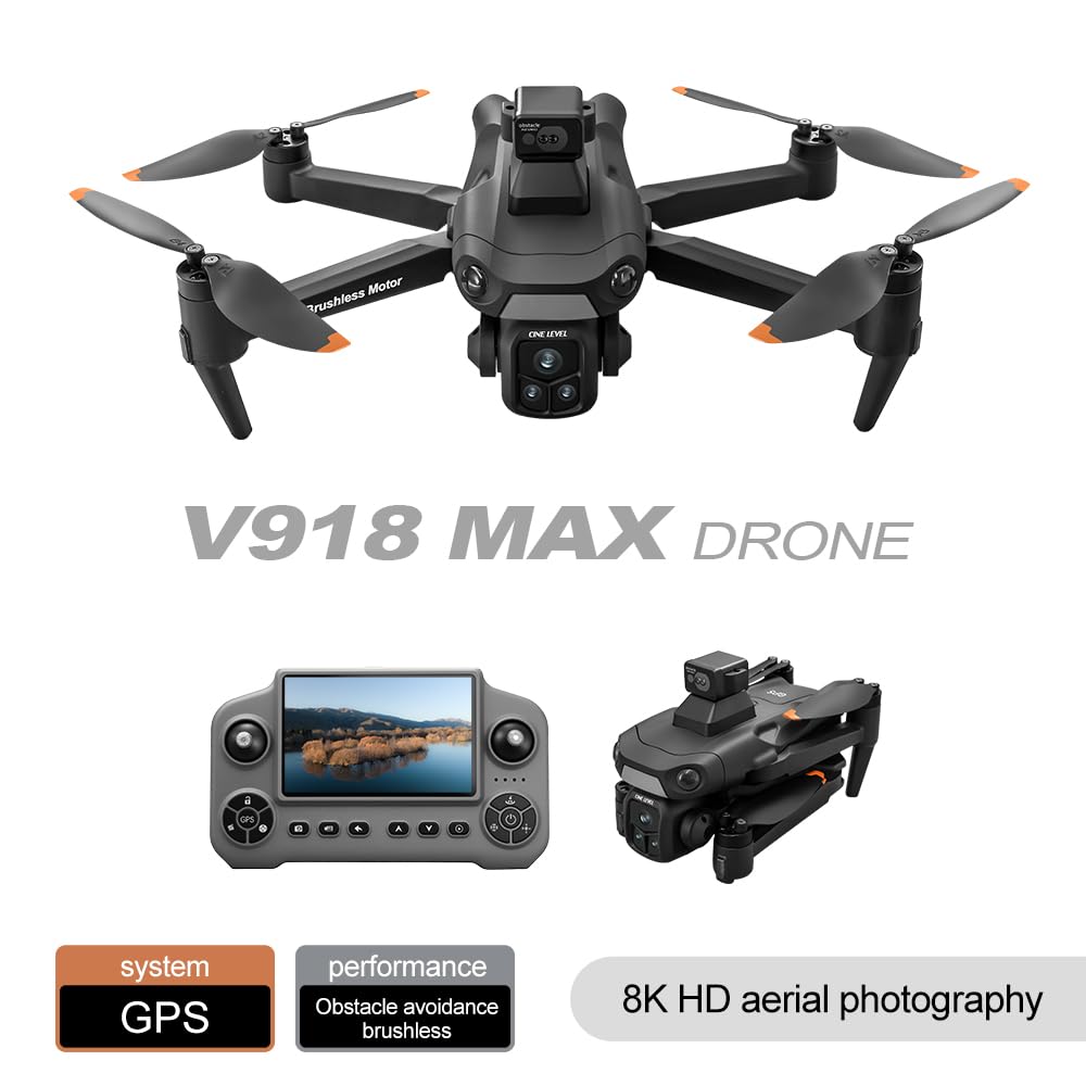Drone GPS con fotocamera 2K HD, telecomando display 5,1", quadricottero FPV pieghevole per principianti, posizionamento ottico, ritorno con un tasto, evitazione ostacoli, 2 batterie, scheda SD