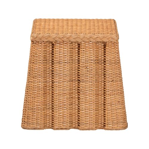Bali & pari Andrea Natural Rattan End Table - Handwoven Wicker Accent Table with Pleated Skirt, Boho Coastal Side Table by bali & pari - Used condition - Image 2