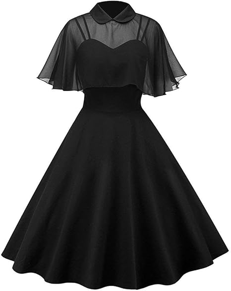 Amazon Co Jp ヴィンテージ Vネック レース ロング イブニングドレス レディース 無地 レース ケープ ロングスカート サポートネックレス 半袖 ドレストップのみ M ブラック Toponly 8 服 ファッション小物