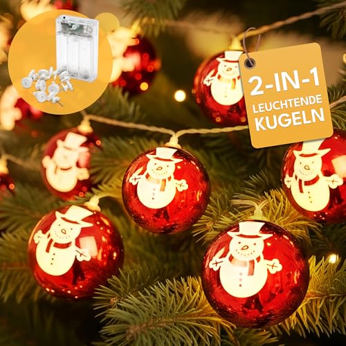 CozyHome Weihnachtslichterkette Schneemann - 5 Meter & 20 LED Warmweiß &...
