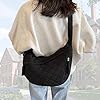 Micmores Crossbody Bag Damen Gequiltete Umhängetasche, Nylon Schultertasche Moon Bag Stylische Halbmond Tasche mit verstellbarer Schultergurt, Casual Handtasche für Arbeit, Reisen, Alltag(Schwarz) #1