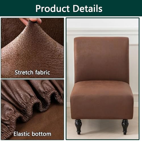 Housses de fauteuil sans accoudoirs imperméables en similicuir stretch café