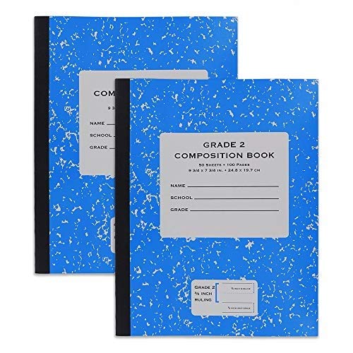 Emraw Grade 2 Composition Book Meeting Notebook Wide Ruled Paper 40 Sheets Office Hard Cover Dairy Journal School Writing Book Assorted Colors (Pack of 12)