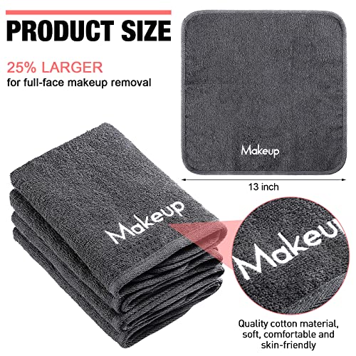 72 Pcs Makeup Remover Towels 13 X 13 Inch, Soft Cotton Washcloths With Makeup Embroidery Reusable Facial Cleansing Ultra Absorbent Make Up Removal Washcloths Holiday Gift For Women (Gray) #TOP1