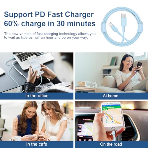 Image of ROMITAZ iPhone Fast Charger Lightning Cable [MFi Certified] 2-Pack USB-C to Lightning Cable (6.6Ft) Fast Charging Compatible with iPhone14 /14 Plus /14 Pro /14 Pro Max /13 /13pro /12 /12 Pro /12 Pro Max(Blue