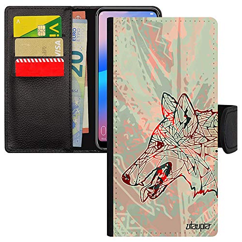 Coque antichoc Xiaomi Redmi Note 9s rabat loup rouge pastel 4G