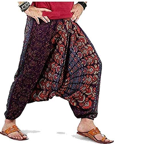 Women's Fashions Rayon Print Loose Fit Baggy Hippie Boho Gypsy Trouser Harem Dhoti Plus Size Summer Yoga Pants (Multicolor)