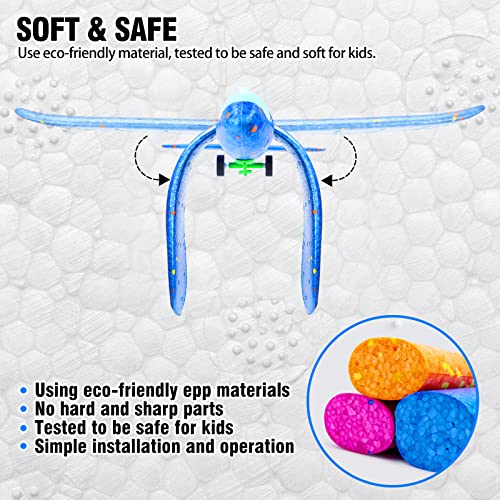 Fly2Sky 4 Pack Led Light Airplane Launcher Toy Set 2 Flight Mode Glider Airplane Foam Outdoor Sport Toys Party Favor Summer Toy Airplanes For Boys 3-12 Outdoor Toys For Kids 2 Plane + 2 Launcher #TOP6