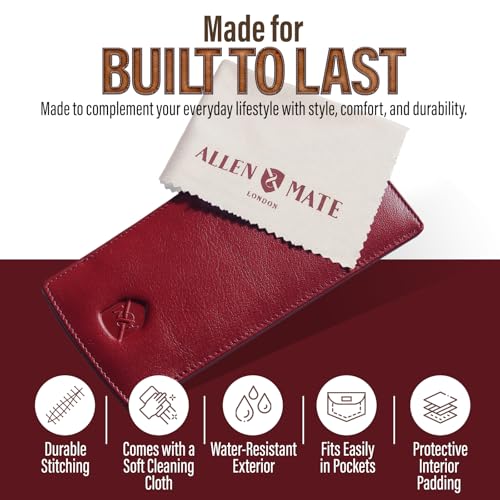 Image of ALLEN & MATE 100% Leather Slim Glasses Case for Reading and Computer Glasses for Men & Women