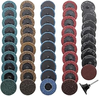 Sanding Discs 50 pcs Set, 2-inch roll Lock disc with 1/4 inch Holder, Surface Conditioning Discs for die Grinder Surface Strip Grind Polish Burr Finish Rust Paint Removal