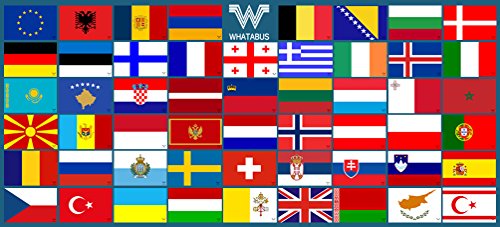 WHATABUS - Juego de 53 Pegatinas Europa Plus, de 8,5 x 5,5 cm