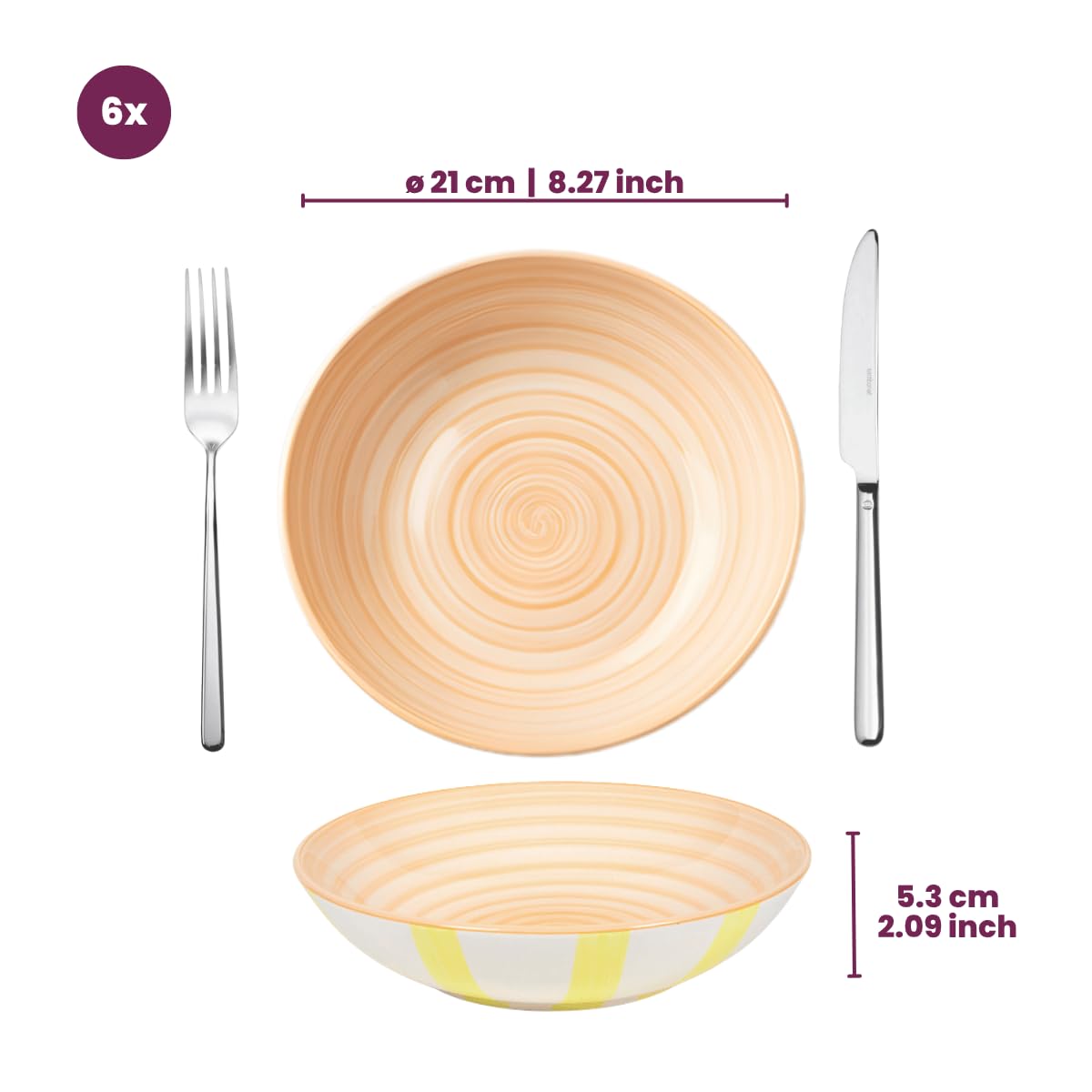 Cookinglife głębokie talerze / talerz na makaron wiosenne wibracje Ø 21 cm - 6 sztuk