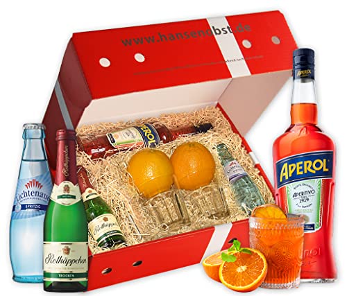 Hansen Obst - Geschenkbox 'Aperol Spritz-Cocktail' - Cocktail Mix Set - Präsentkorb Cocktail-Starter-Set - Geschenk Cocktail Liebhaber (Die Klassische)