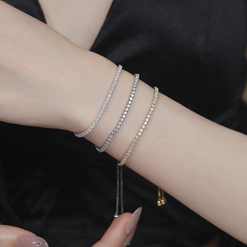 Pulseras de plata para mujer, ajustables, extraíbles, de alta gama, de plata de ley 925, ligera, de lujo, con diamantes de una sola fila, joyería energética para mujer