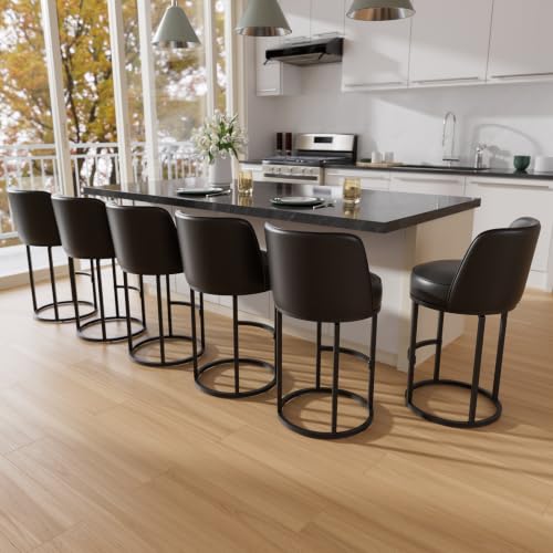 Image of Ollega 26 inch Black Counter Height Bar Stools Set of 6, Anti-Pinch Swivel