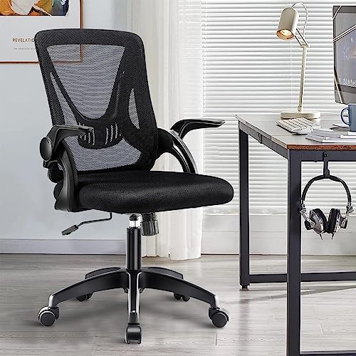 image for Blisswood Office Desk Chair, Ergonomic Mesh Chair With 90° Flip-up Ar