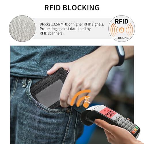 FALAN MULE Slim Wallet Men RFID blocking Genuine Leather Stylish Zipper Minimalist Front Pocket Wallets for Men3