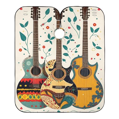 Hezely Vintage Guitar Hair Dye Cape, Barber Cape for Adults,Waterproof Salon Cape,Waterproof Hairdressing Styling Hair Cutting, 65