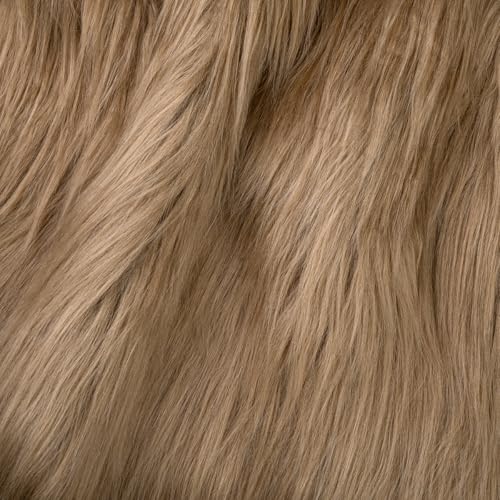 Qidkeo Beige Faux Fur Fabric for Crafts Squares Furry Fabric for Sewing, Costumes, Upholstery & Pillows Long Pile Faux Fur(Beige,10