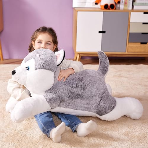 Image of IKASA Large Husky Soft Toy Giant Cuddly Toy, 78 cm Dog Large Plush Toy, Huge Fluffy Soft Jumbo Plush Toy, Gift for Children
