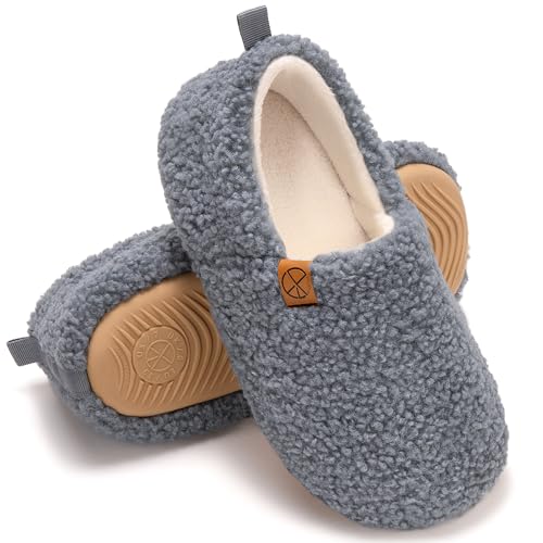 Women's House Slippers Lightweight Memory Foam House Shoes Cozy Closed Back Slippers with Curly Fleece for Indoor Outdoor