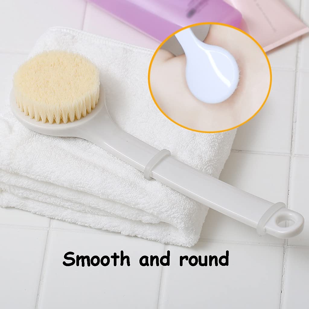 Cepillo para el Cuerpo Cepillo para la Espalda con cerdas de Nailon y Mango Antideslizante de poliestireno, la exfoliación estimula la circulación sanguínea (Color : White, Size : 11.83.1In