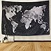 X-morrey Vintage mapa świata seria gobelinów i indyjska mandala do powieszenia na ścianie, wezgłowie sztuka ścienna narzuta akademik gobelin (czarny, 140 cm × 180 cm)