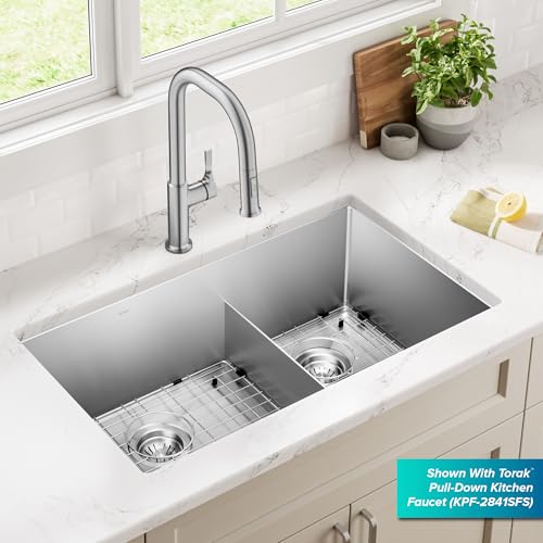 Kraus Kitchen Sinks Undermount - 32 Inch Stainless Steel Kitchen Sink, 60/40 Double Bowl, 16 Gauge, Model KHU103-32 - image 3