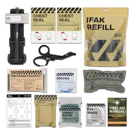 RHINO RESCUE IFAK Trauma Kit, First Responder Trauma Kit, Kit Militar de Primeros Auxilios con torniquete, sello de pecho, vendaje israelí 4IN, gasa comprimida (con 11 STK)